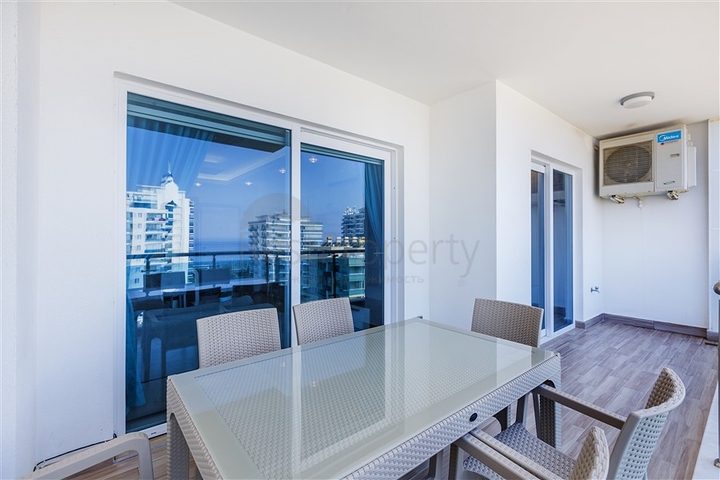 اطلالة بحر - شقة ضمن مجمع فاخر - تصميم 1+1 - في مهموتلار / الانيا 