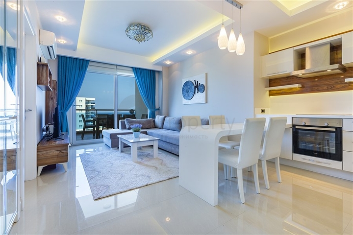 اطلالة بحر - شقة ضمن مجمع فاخر - تصميم 1+1 - في مهموتلار / الانيا 