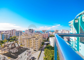 اطلالة بحر - طابق مرتفع - شقة غرفة وصالة مفروشة - في مهموتلار / الانيا 