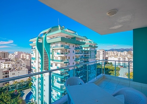 اطلالة بحر - طابق مرتفع - شقة غرفة وصالة مفروشة - في مهموتلار / الانيا 