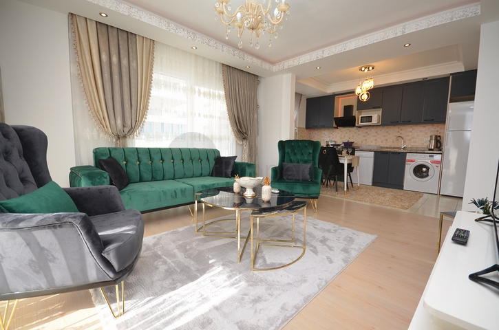 شقة مفروشة - تصميم غرفتين وصالة - 200 م عن البحر - في مهموتلار / الانيا 