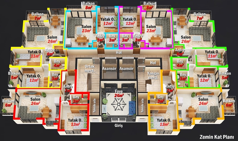 بالاقساط دون فوائد - شقق قيد الانشاء - في مهموتلار / الانيا 