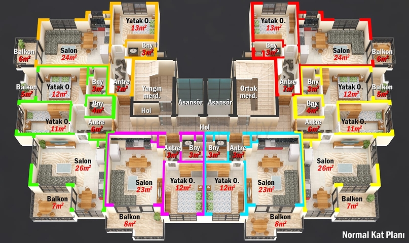 بالاقساط دون فوائد - شقق قيد الانشاء - في مهموتلار / الانيا 