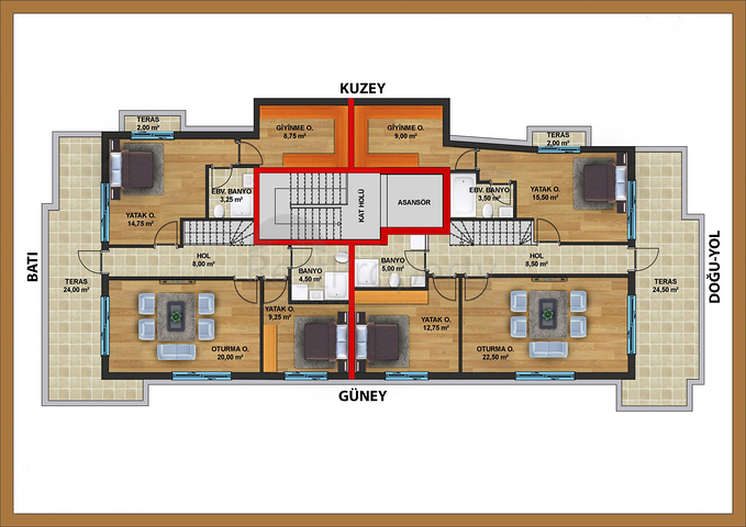 شقق بنتهاوس واسعة 3+ 1 للبيع في وسط أنطاليا
