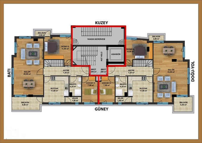 شقق بنتهاوس واسعة 3+ 1 للبيع في وسط أنطاليا