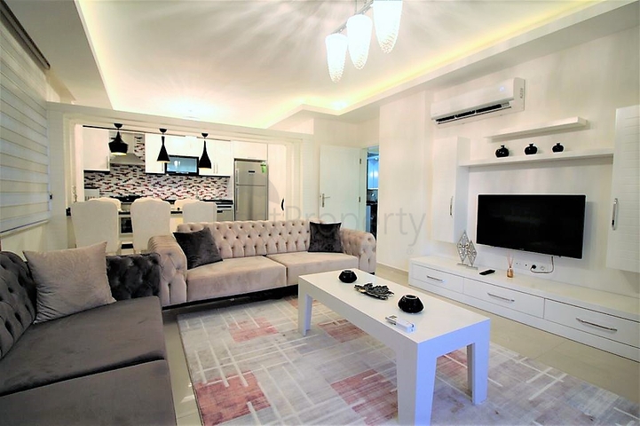 اطلالة بحر - شقة عائلية 2غرفة وصالة -مفروشة - على شارع بارباروس - مهموتلار / الانيا 