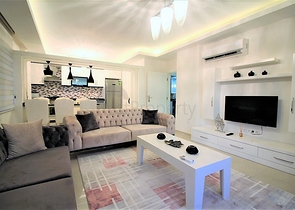 اطلالة بحر - شقة عائلية 2غرفة وصالة -مفروشة - على شارع بارباروس - مهموتلار / الانيا 