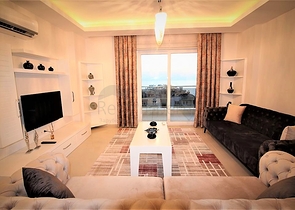 اطلالة بحر - شقة عائلية 2غرفة وصالة -مفروشة - على شارع بارباروس - مهموتلار / الانيا 