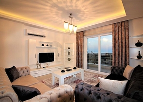 اطلالة بحر - شقة عائلية 2غرفة وصالة -مفروشة - على شارع بارباروس - مهموتلار / الانيا 