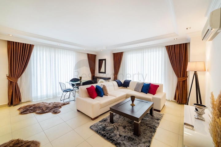 اطلالة مفتوحة -شقة غرفتين وصالة مع الاثاث - ضمن مجمع - في مهموتلار / الانيا 