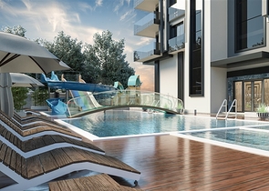 دفعة اولى 35 % والباقي اقساط حتى تاريخ التسليم- مجمع قيد الانشاء -قريب من البحر - في كارجي جاك / الانيا 