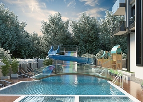 دفعة اولى 35 % والباقي اقساط حتى تاريخ التسليم- مجمع قيد الانشاء -قريب من البحر - في كارجي جاك / الانيا 