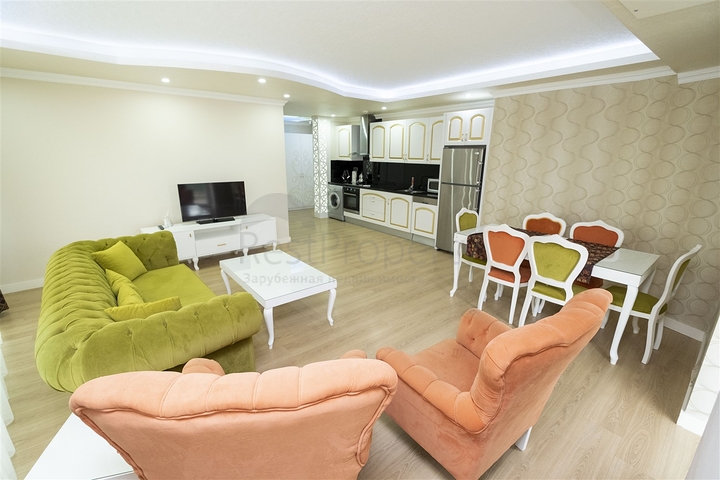 شقة 2 + 1 مع أثاث في مجمع مخطط فندقي في أنطاليا