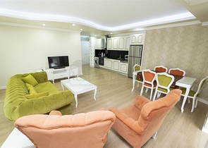 شقة 2 + 1 مع أثاث في مجمع مخطط فندقي في أنطاليا