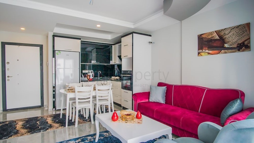 طابق مرتفع - شقة 1+1 - مفروشة - قريبة من البحر - في مهموتلار / الانيا 