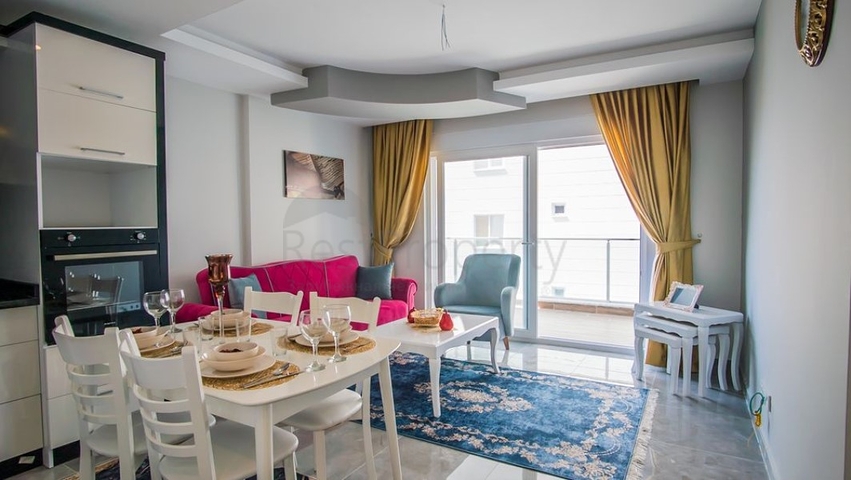 طابق مرتفع - شقة 1+1 - مفروشة - قريبة من البحر - في مهموتلار / الانيا 