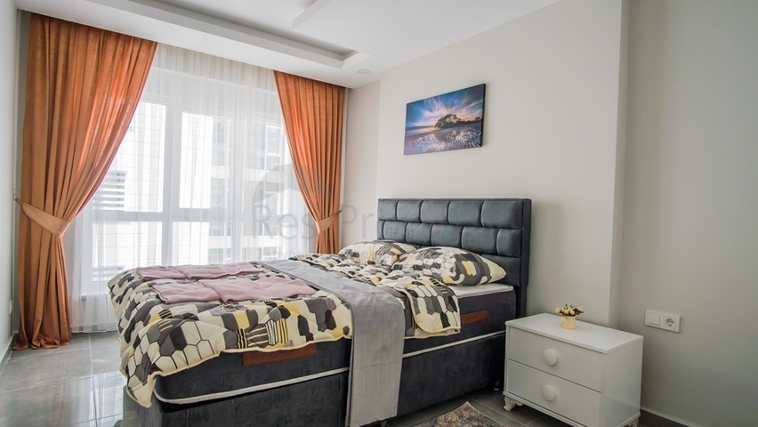 طابق مرتفع - شقة 1+1 - مفروشة - قريبة من البحر - في مهموتلار / الانيا 