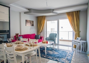 طابق مرتفع - شقة 1+1 - مفروشة - قريبة من البحر - في مهموتلار / الانيا 