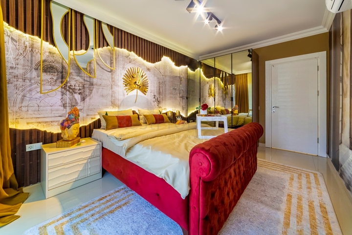 طابق مرتفع - شقة غرفتين وصالة - مفروشة - في مهموتلار / الانيا 