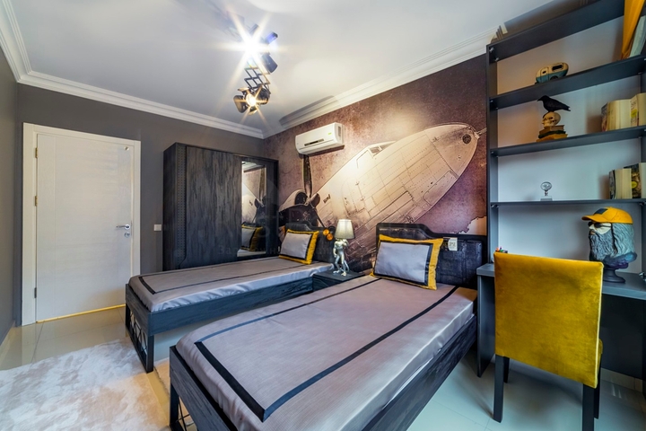 طابق مرتفع - شقة غرفتين وصالة - مفروشة - في مهموتلار / الانيا 