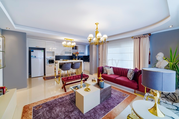 طابق مرتفع - شقة غرفتين وصالة - مفروشة - في مهموتلار / الانيا 