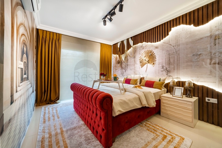 طابق مرتفع - شقة غرفتين وصالة - مفروشة - في مهموتلار / الانيا 