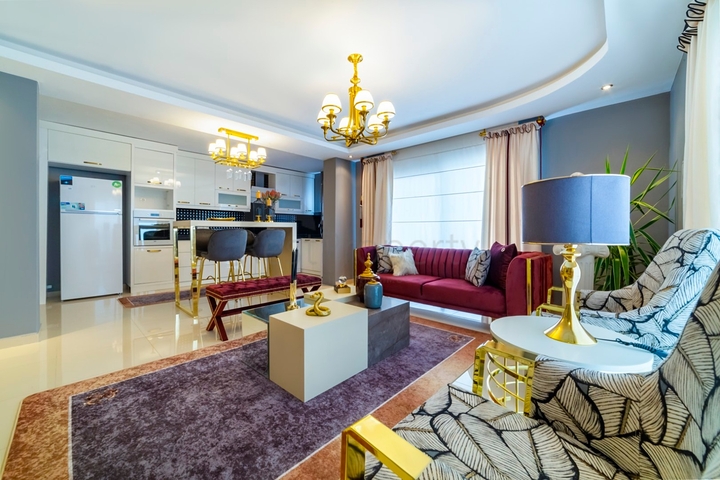 طابق مرتفع - شقة غرفتين وصالة - مفروشة - في مهموتلار / الانيا 