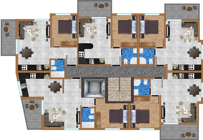 تملك منزل بسعر منافس - مجمع قيد الانشاء -قريب من البحر - في مهموتلار / الانيا