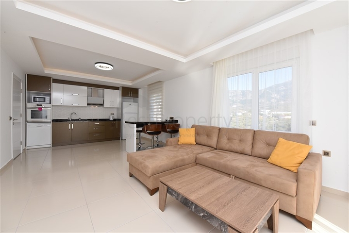 طابق مرتفع - اطلالة جبلية رائعة - شقة 1+1 - ضمن مجمع يضم كافة الخدمات - مهموتلار / الانيا 