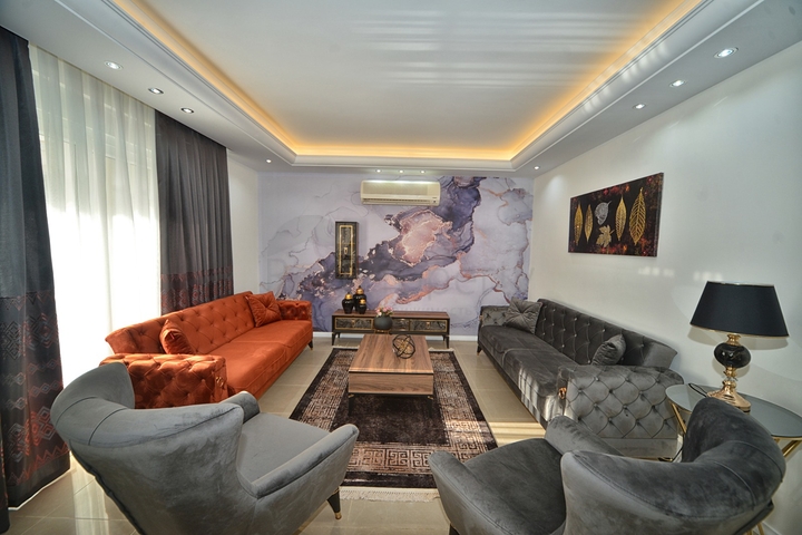 شقة انيقة - على مسافة 100م من البحر - تصميم 2 غرفة وصالة - في مهموتلار / الانيا