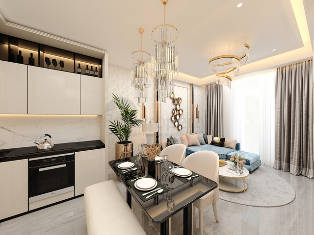 شقة 1+1 -ضمن مجمع حديث في مركز الانيا 