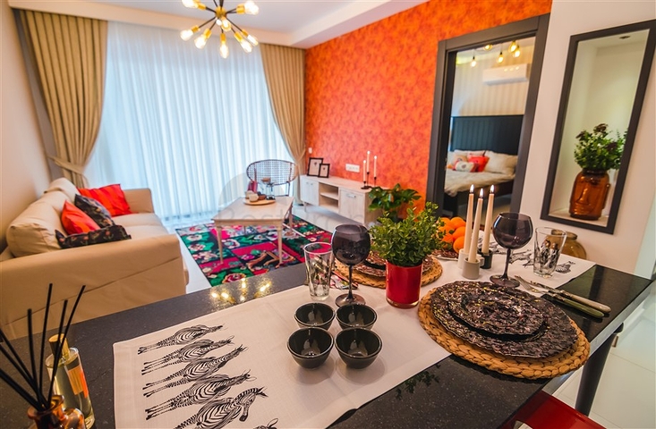 شقة انيقة - تصميم غرفة وصالة - ضمن مجمع فاخر في كارجيجاك / الانيا 