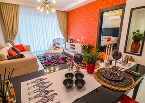 شقة انيقة - تصميم غرفة وصالة - ضمن مجمع فاخر في كارجيجاك / الانيا 