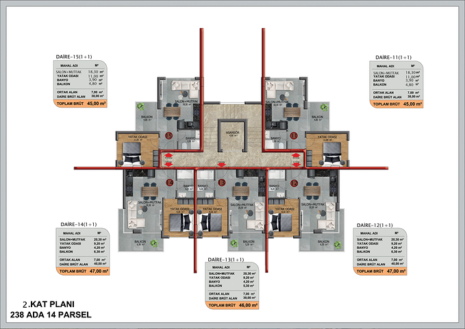 شقق بالتقسيط في الانيا - ضمن مجمع قيد الانشاء في اوبا / الانيا 