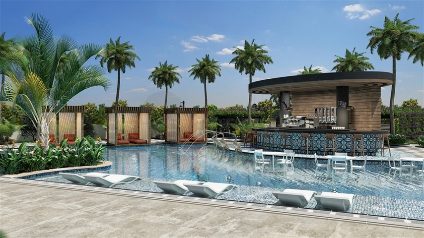 مجمع فاخر - شقة غرفتين وصالة جديدة - في منطقة اوبا / الانيا 