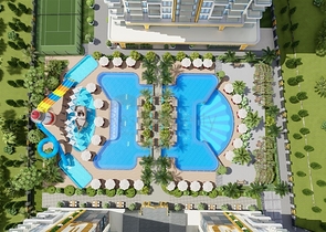 اطلالة بحر مباشرة - شقة فاخرة 1+1 - ضمن مجمع 5 نجوم - في محمودلار / الانيا 