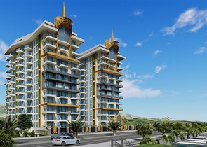 اطلالة مباشرة على البحر - شقة غرفة وصالة - ضمن مجمع 5 نجوم - في محمودلار / الانيا 