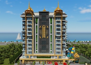 اطلالة مباشرة على البحر - شقة غرفة وصالة - ضمن مجمع 5 نجوم - في محمودلار / الانيا 