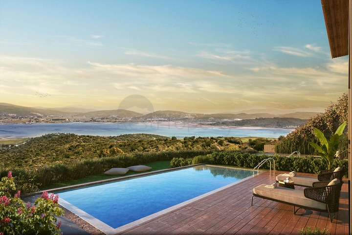 فيلات على الطراز الحديث تطل على البحيرة.