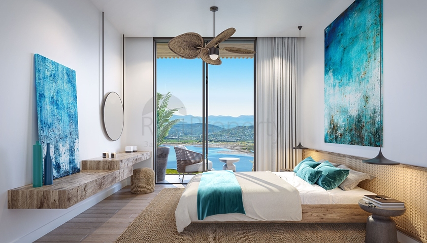 فيلات على الطراز الحديث تطل على البحيرة.