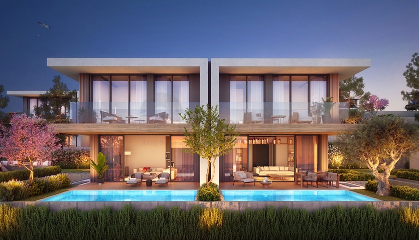 فيلات على الطراز الحديث تطل على البحيرة.