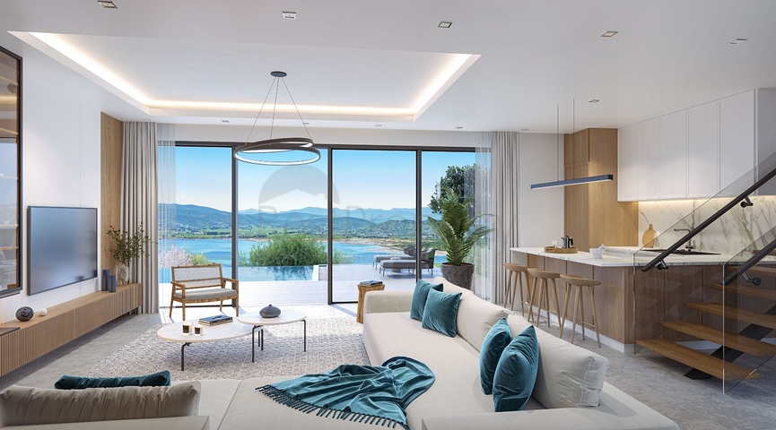 فيلات على الطراز الحديث تطل على البحيرة.