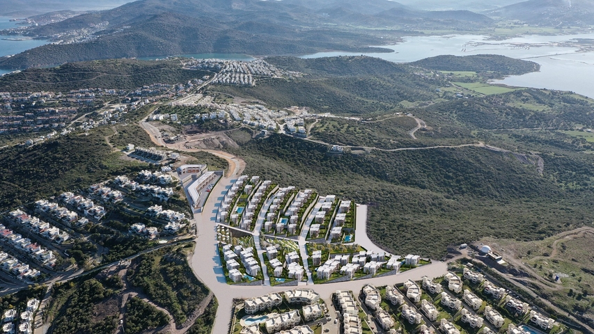 مجمع سكني مثالي محاط بالخضرة المورقة.