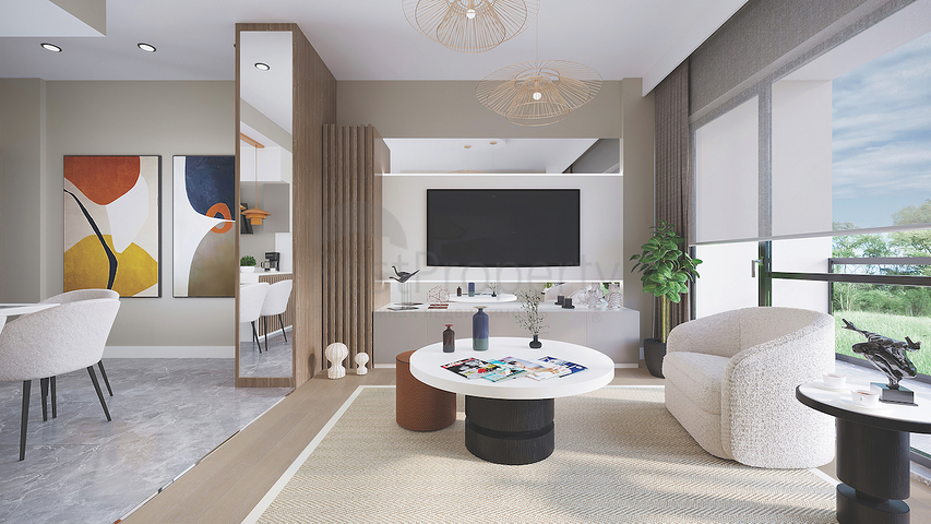 شقق 2+1 في مجمع صديق للبيئة تحيط به الغابات الصنوبرية في منطقة دورتيبي في الجزء الشرقي من بودروم.