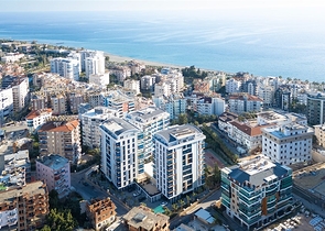 شقة حديثة 1 + 1 في مجمع سكني مع بنية تحتية غنية عن طريق البحر