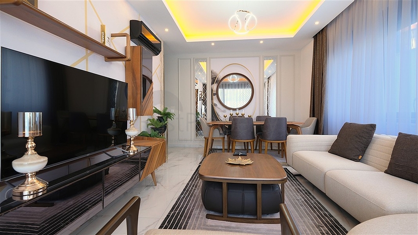 دوبلكس مفروش واسع مع تراس وإطلالة على البحر في مجمع سكني حديث