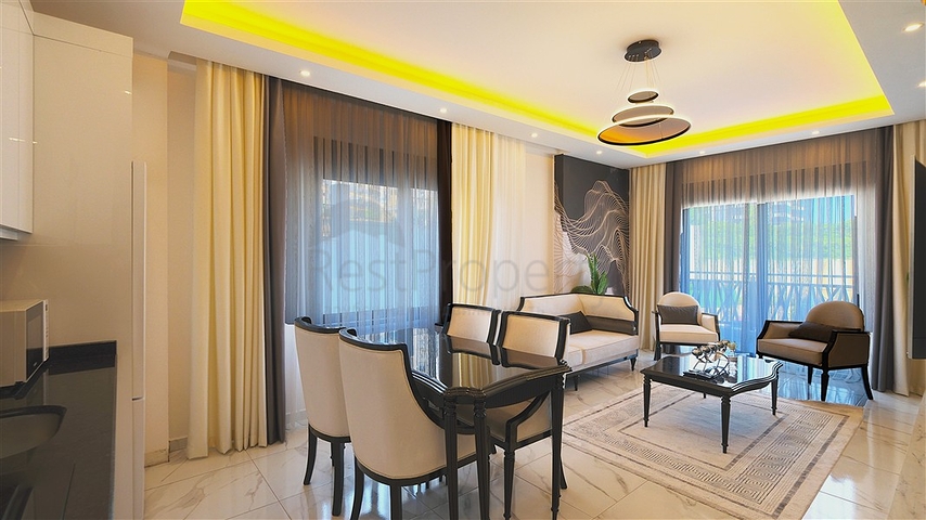 دوبلكس مفروش واسع مع تراس وإطلالة على البحر في مجمع سكني حديث