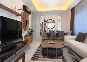 دوبلكس مفروش واسع مع تراس وإطلالة على البحر في مجمع سكني حديث