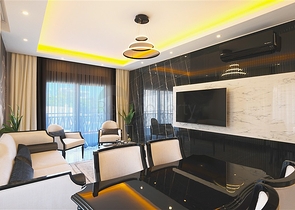 دوبلكس مفروش واسع مع تراس وإطلالة على البحر في مجمع سكني حديث