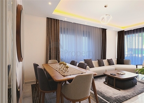 دوبلكس مفروش واسع مع تراس وإطلالة على البحر في مجمع سكني حديث